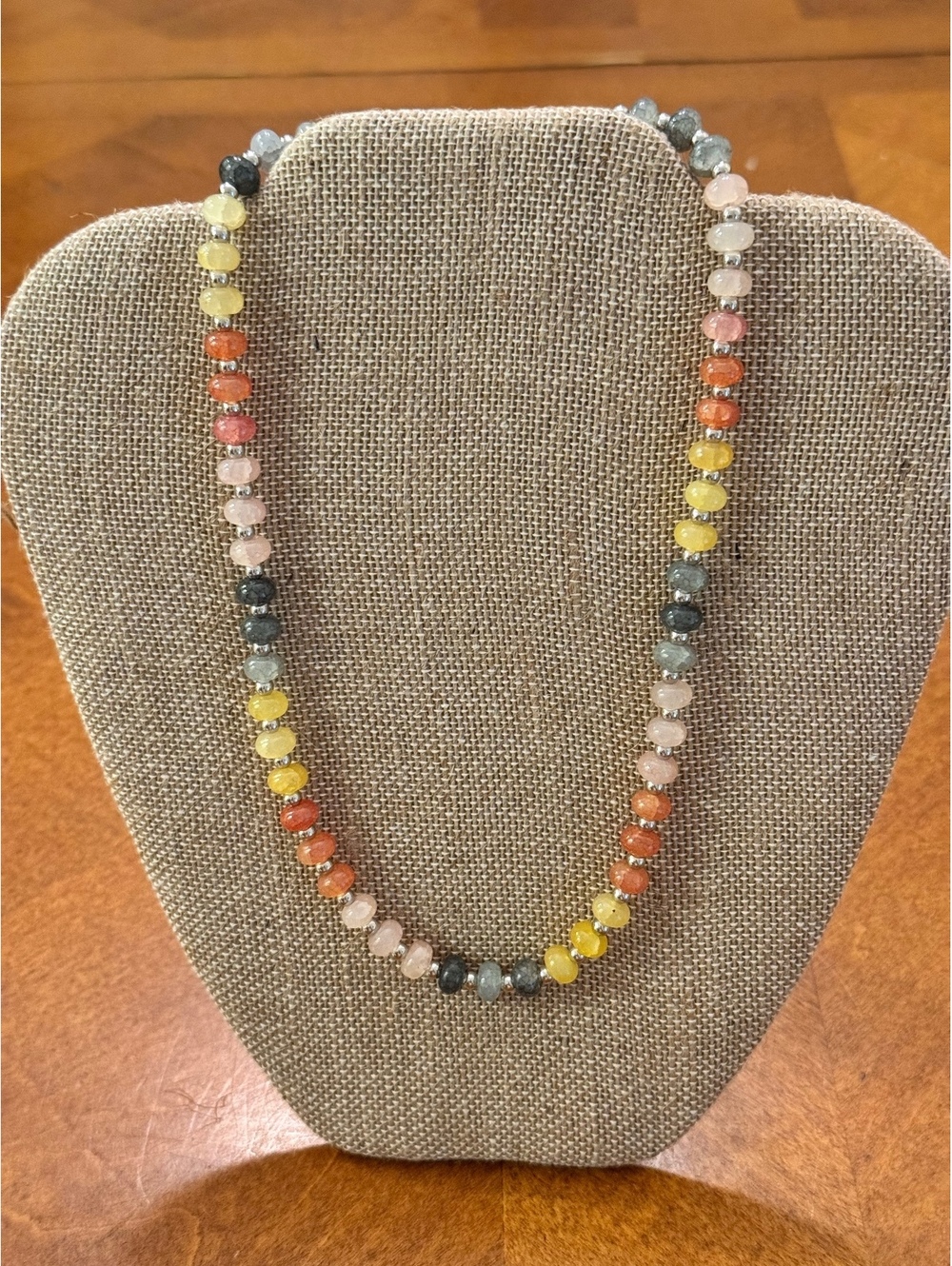 Candy Necklace Muted Tones Multicolor Beaded Necklace 18.5"  515